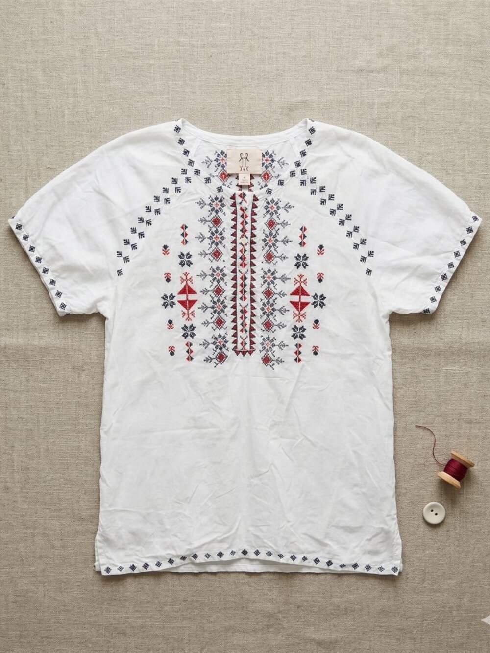 JOHNNY WAS Pete & Greta Embroidered Top Size Medium